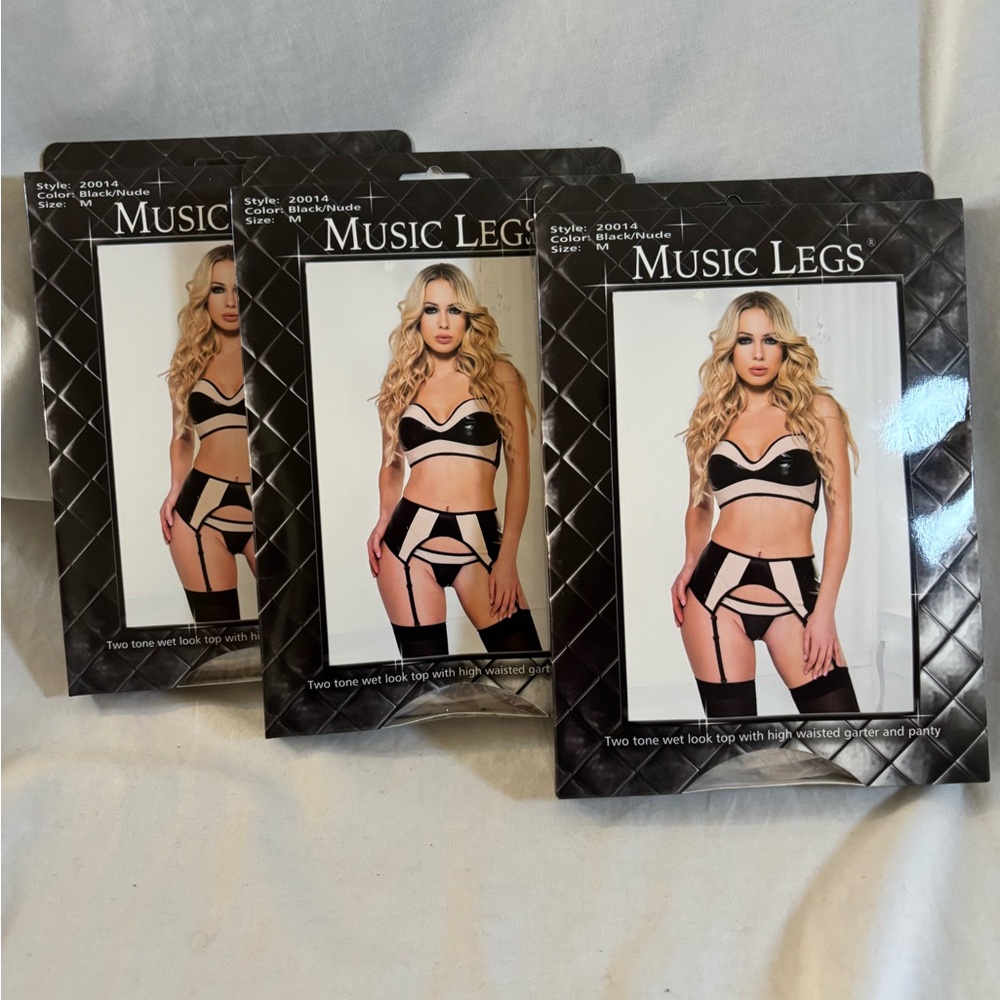Music Legs Black and Nude  Women's Lingerie Set